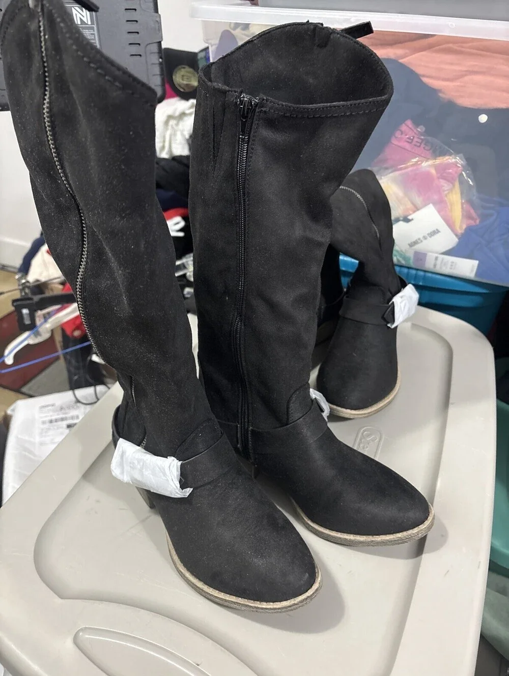 Very G Merlot Knee High Rising Books Black New Sz 7.5